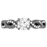 0.65 Carat (ctw) Black Rhodium Plated 10K White Gold Round Diamond Ladies Crossover Swirl Bridal Engagement Ring