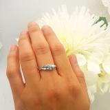0.35 Carat (ctw) 925 Sterling Silver Round Blue Diamond Bridal Bypass Five Stone Split Shank Engagement Wedding Band 1/3 CT