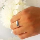 0.35 Carat (ctw) 925 Sterling Silver Round Blue Diamond Bridal Bypass Five Stone Split Shank Engagement Wedding Band 1/3 CT