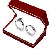0.55 Carat (ctw) 925 Sterling Silver Round Black & White Diamond Ladies Oval Bridal Promise Engagement Ring Set With Matching Band 1/2 CT