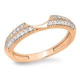 0.25 Carat (ctw) 10K Rose Gold Round White Diamond Ladies Anniversary Wedding Band Enhancer Guard Ring 1/4 CT