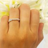 0.11 Carat (ctw) 10K White Gold Round Cut White Diamond Ladies Anniversary Wedding Guard Contour Band