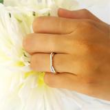 0.11 Carat (ctw) 10K White Gold Round Cut White Diamond Ladies Anniversary Wedding Guard Contour Band