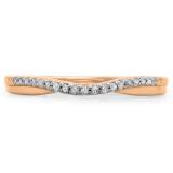 0.11 Carat (ctw) 14K Rose Gold Round Cut White Diamond Ladies Anniversary Wedding Guard Contour Band