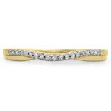 0.11 Carat (ctw) 14K Yellow Gold Round Cut White Diamond Ladies Anniversary Wedding Guard Contour Band