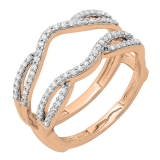 0.35 Carat (ctw) 18K Rose Gold Round Cut White Diamond Ladies Anniversary Wedding Band Split Shank Enhancer Guard Double Ring 1/3 CT