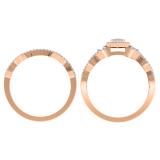 0.55 Carat (ctw) 10K Rose Gold Round Diamond Ladies Bridal Split Shank Marquise Shaped Engagement Ring Matching Band Wedding Set 1/2 CT