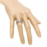 0.55 Carat (ctw) 10K Rose Gold Round Diamond Ladies Bridal Split Shank Marquise Shaped Engagement Ring Matching Band Wedding Set 1/2 CT
