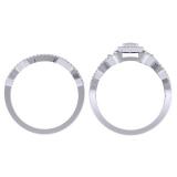 0.55 Carat (ctw) 10K White Gold Round Diamond Ladies Bridal Split Shank Marquise Shaped Engagement Ring Matching Band Wedding Set 1/2 CT