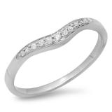 0.11 Carat (ctw) 10K White Gold Round Cut White Diamond Ladies Anniversary Wedding Stackable Contour Guard Band