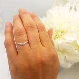 0.11 Carat (ctw) 10K White Gold Round Cut White Diamond Ladies Anniversary Wedding Stackable Contour Guard Band