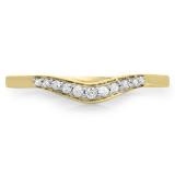 0.11 Carat (ctw) 10K Yellow Gold Round Cut White Diamond Ladies Anniversary Wedding Stackable Contour Guard Band