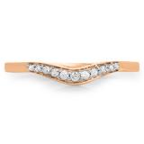 0.11 Carat (ctw) 14K Rose Gold Round Cut White Diamond Ladies Anniversary Wedding Stackable Contour Guard Band