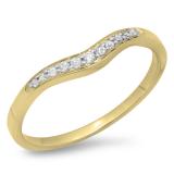 0.11 Carat (ctw) 14K Yellow Gold Round Cut White Diamond Ladies Anniversary Wedding Stackable Contour Guard Band