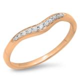 0.11 Carat (ctw) 18K Rose Gold Round Cut White Diamond Ladies Anniversary Wedding Stackable Contour Guard Band
