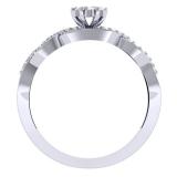 0.35 Carat (ctw) 10K White Gold Round White Diamond Ladies Swirl Split Shank Bridal Cluster Engagement Ring 1/3 CT