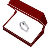 0.35 Carat (ctw) 10K White Gold Round White Diamond Ladies Swirl Split Shank Bridal Cluster Engagement Ring 1/3 CT