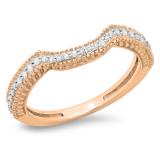 0.20 Carat (ctw) 10K Rose Gold Round Diamond Ladies Anniversary Wedding Matching Band Stackable Ring 1/5 CT