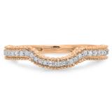 0.20 Carat (ctw) 10K Rose Gold Round Diamond Ladies Anniversary Wedding Matching Band Stackable Ring 1/5 CT