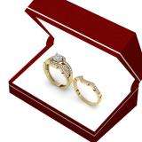 0.50 Carat (ctw) 18K Yellow Gold Round White Diamond Ladies Swirl Split Shank Bridal Cluster Engagement Ring Set 1/2 CT