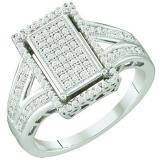 0.40 Carat (ctw) 10K White Gold Round White Diamond Ladies Split Shank Micro Pave Bridal Engagement Ring