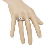 0.80 Carat (ctw) 10K Rose Gold Round Blue Topaz & White Diamond Ladies Split Shank Engagement Halo Bridal Ring 3/4 CT