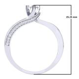 0.50 Carat (ctw) 14K White Gold Round White Diamond Ladies Swirl Promise Solitaire With Accents Engagement Ring 1/2 CT