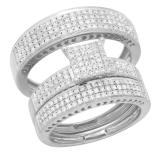 10K White Gold Round White Diamond Mens Ring
