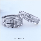 1.10 Carat (ctw) 10K White Gold Round White Diamond Ladies & Mens His Hers Bridal Micropave Engagement Ring Trio Set Band 1 CT