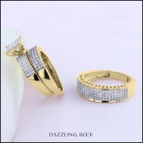 1.10 Carat (ctw) 14K Yellow Gold Round White Diamond Ladies & Mens His Hers Bridal Micropave Engagement Ring Trio Set Band 1 CT