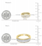 1.10 Carat (ctw) 14K Yellow Gold Round White Diamond Ladies & Mens His Hers Bridal Micropave Engagement Ring Trio Set Band 1 CT