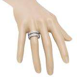 0.75 Carat (ctw) 14K White Gold Round & Baguette White Diamond Ladies Anniversary Wedding Band Guard Double Ring 3/4 CT