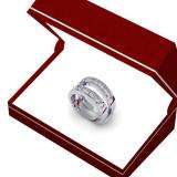 0.75 Carat (ctw) 14K White Gold Round & Baguette White Diamond Ladies Anniversary Wedding Band Guard Double Ring 3/4 CT