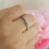 0.35 Carat (ctw) 14K White Gold Round White & Blue Diamond Ladies Wedding Stackable Band Anniversary Chevron Ring 1/3 CT