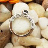 1.10 Carat (ctw) Sterling Silver Round Cut Black & White Diamond Ladies Bridal Vintage Style Engagement Ring