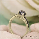 1.16 Carat (ctw) 14K Yellow Gold Round Cut Black Diamond Ladies Bridal Solitaire With Accents Engagement Ring