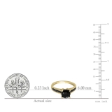 1.16 Carat (ctw) 14K Yellow Gold Round Cut Black Diamond Ladies Bridal Solitaire With Accents Engagement Ring
