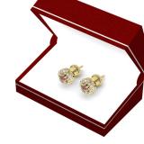 0.45 Carat (ctw) 10K Yellow Gold Real Round Cut Champagne & White Diamond Ladies Cluster Halo Style Stud Earrings 1/2 CT