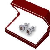 0.55 Carat (ctw) 10K White Gold Round Cut White & Champagne Diamond Ladies Cluster Stud Earrings 1/2 CT