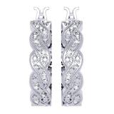 0.25 Carat (ctw) Sterling Silver Round White Round Diamond Ladies Hoop Earrings 1/4 CT