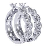 0.25 Carat (ctw) Sterling Silver Round White Round Diamond Ladies Hoop Earrings 1/4 CT