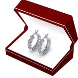 0.25 Carat (ctw) Sterling Silver Round White Round Diamond Ladies Hoop Earrings 1/4 CT