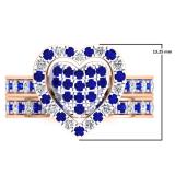 1.10 Carat (Ctw) 10K Rose Gold Round Cut Blue Sapphire & White Diamond Ladies Heart Shaped Bridal Engagement Ring With Matching Band Set 1 CT
