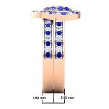 1.10 Carat (Ctw) 10K Rose Gold Round Cut Blue Sapphire & White Diamond Ladies Heart Shaped Bridal Engagement Ring With Matching Band Set 1 CT