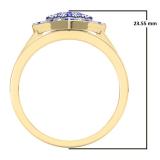 1.10 Carat (Ctw) 10K Yellow Gold Round Cut Blue Sapphire & White Diamond Ladies Heart Shaped Bridal Engagement Ring With Matching Band Set 1 CT