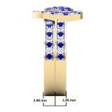 1.10 Carat (Ctw) 10K Yellow Gold Round Cut Blue Sapphire & White Diamond Ladies Heart Shaped Bridal Engagement Ring With Matching Band Set 1 CT