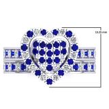 1.10 Carat (Ctw) 14K White Gold Round Cut Blue Sapphire & White Diamond Ladies Heart Shaped Bridal Engagement Ring With Matching Band Set 1 CT