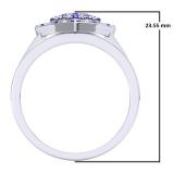 1.10 Carat (Ctw) 14K White Gold Round Cut Blue Sapphire & White Diamond Ladies Heart Shaped Bridal Engagement Ring With Matching Band Set 1 CT