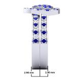 1.10 Carat (Ctw) 14K White Gold Round Cut Blue Sapphire & White Diamond Ladies Heart Shaped Bridal Engagement Ring With Matching Band Set 1 CT