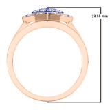 1.10 Carat (Ctw) 18K Rose Gold Round Cut Blue Sapphire & White Diamond Ladies Heart Shaped Bridal Engagement Ring With Matching Band Set 1 CT